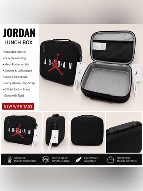 Jordan Black Lunch Box with Red Jumpman Logo